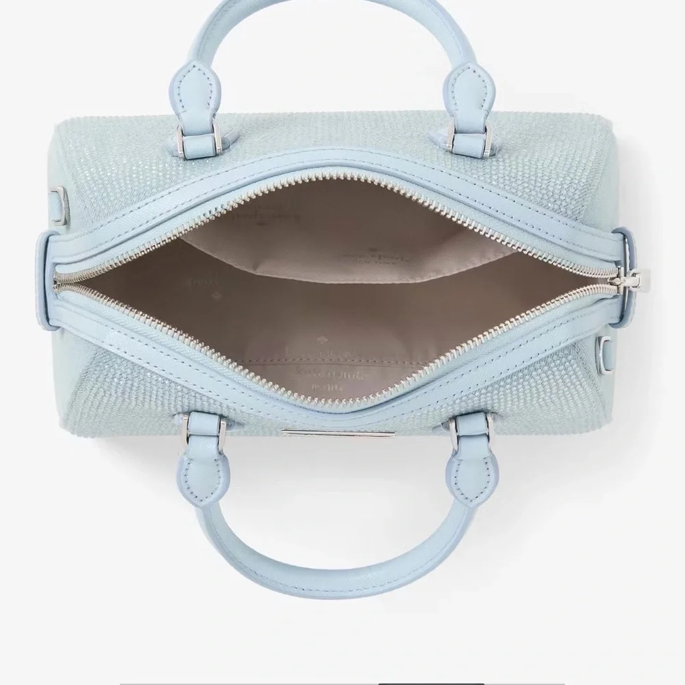 Kate Spade Madison Studded Denim Dome Satchel Crossbody Baby Blue  NWT